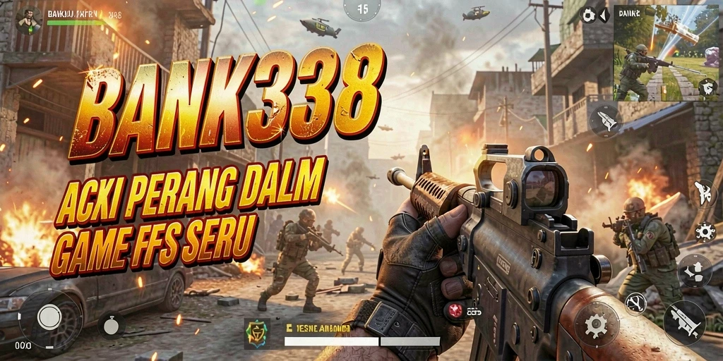 Screenshot menampilkan aksi tembak-menembak intens di <strong>BANK338</strong>.