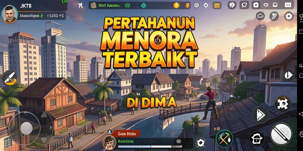Tampilan gameplay menara yang seru dan mendebarkan.