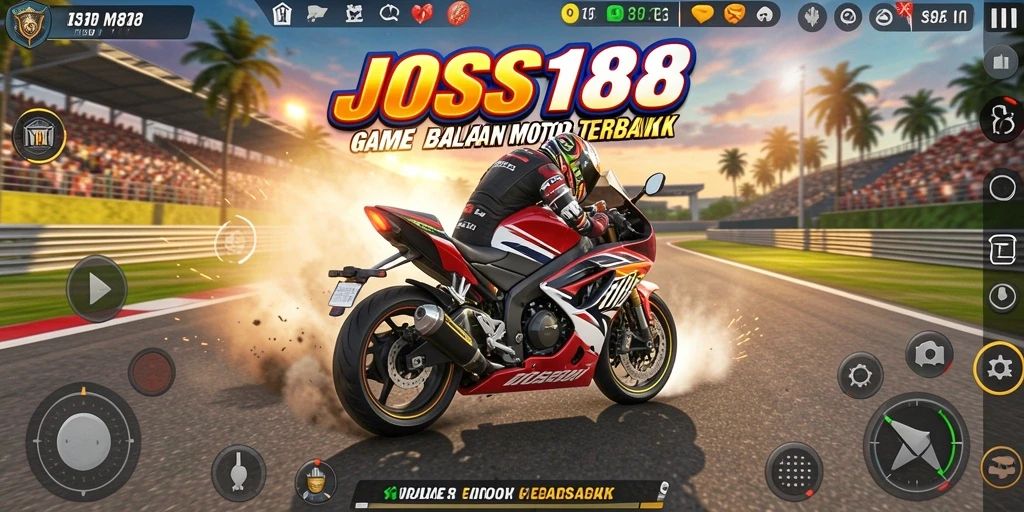 Screenshot menunjukkan aksi balapan motor yang mendebarkan di JOSS188.