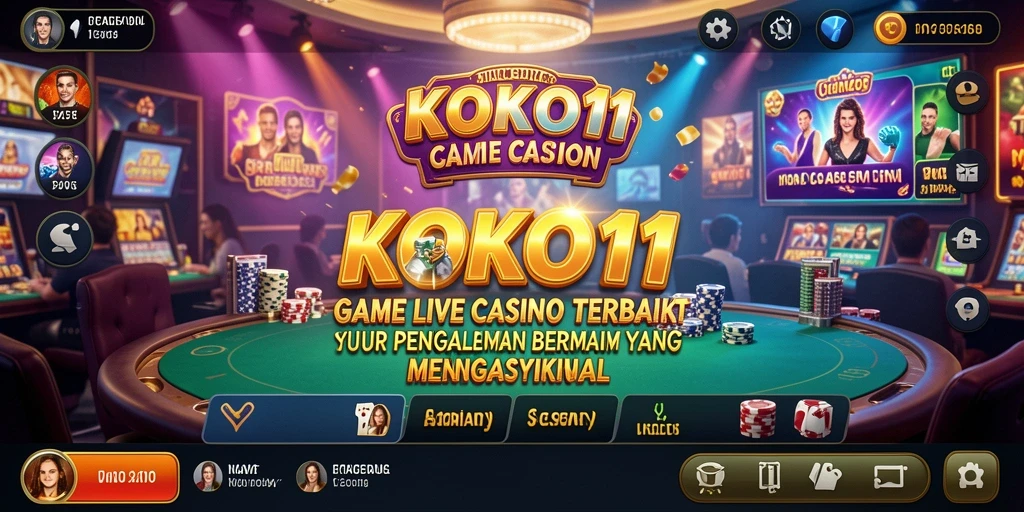 Screenshot gameplay KOKO11 menampilkan interaksi dealer langsung dalam suasana kasino.