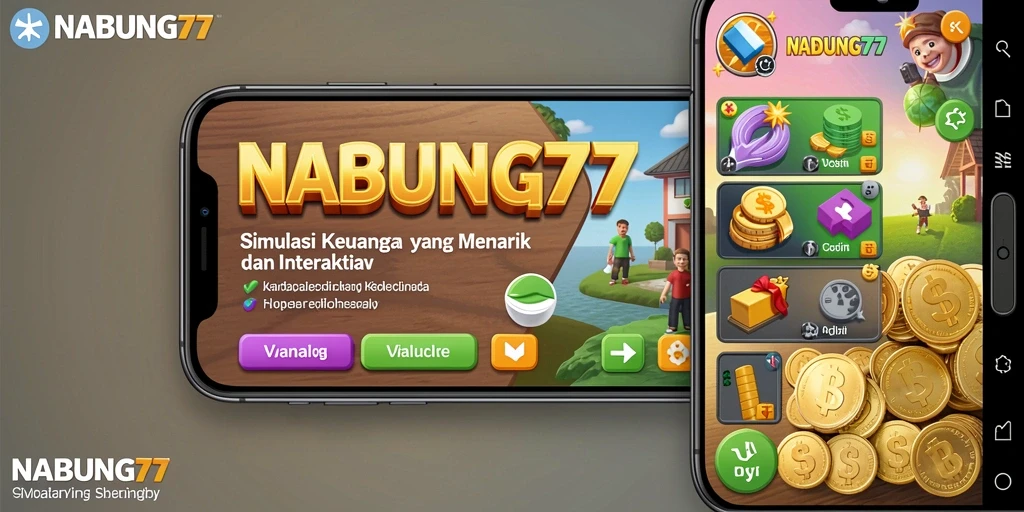 Screenshot gameplay NABUNG77 yang menunjukkan simulasi manajemen keuangan.
