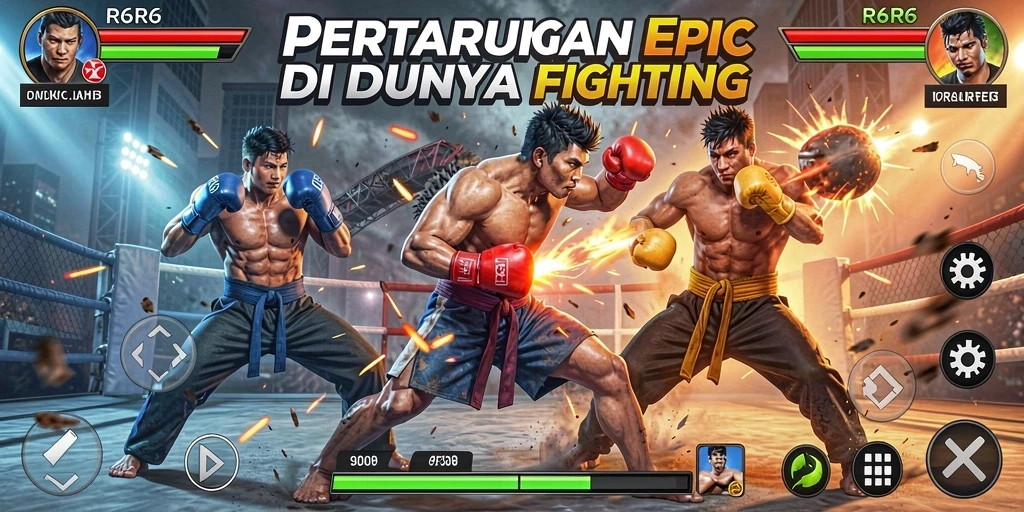 Screenshot utama R6R6 menampilkan pertarungan aksi yang seru dengan karakter-karakter ikonik.